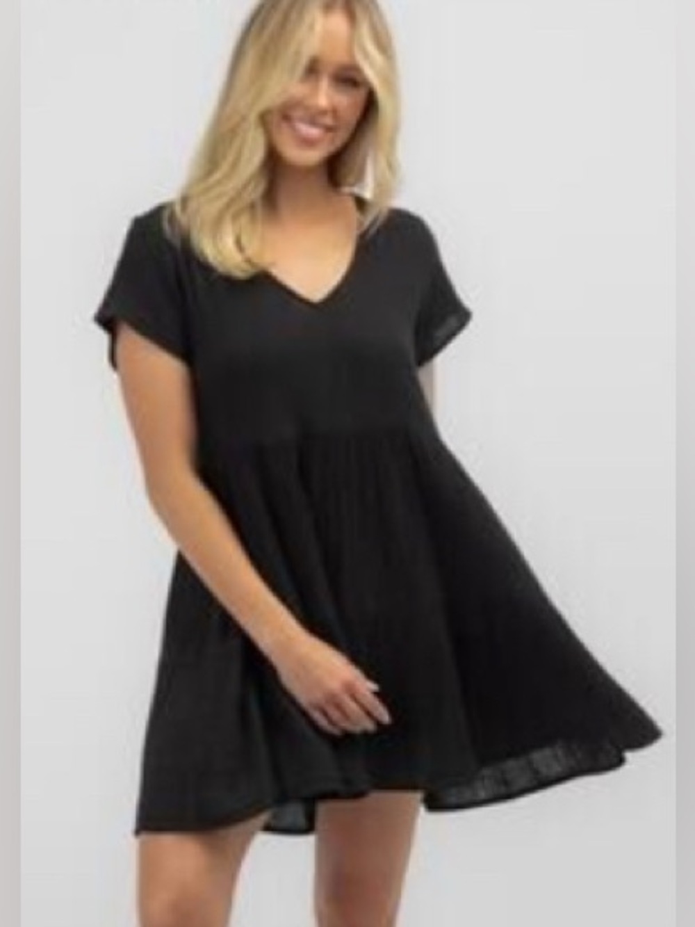 NWT Rip Curl Cotton Short Sleeve Baby Doll Mini Dress with Button Size M